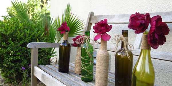 upcycled wine bottles